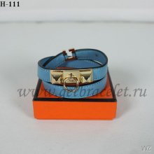 Hermes Rivale Double Wrap Bracelet Blue Gold